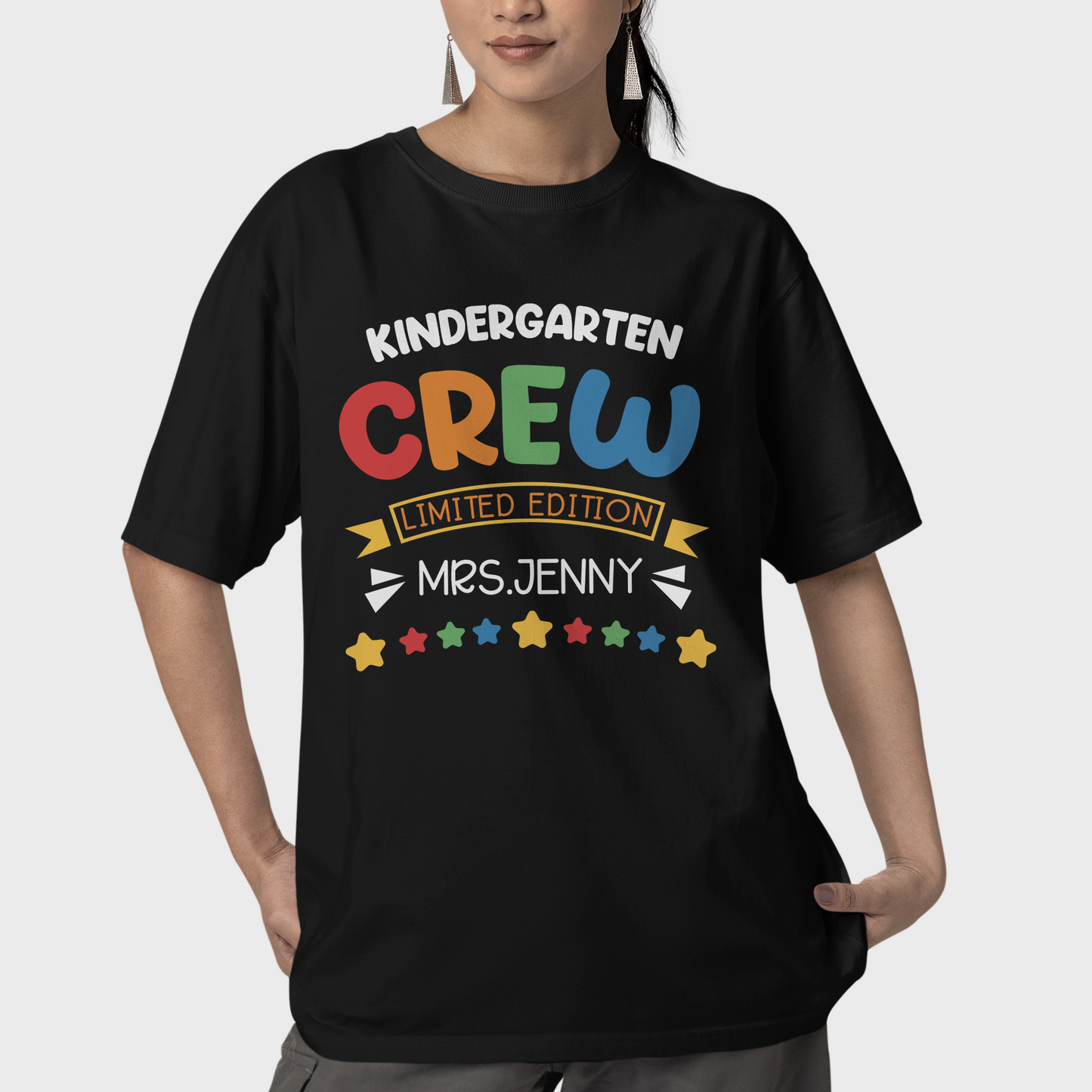 Retro Kindergarten Crew Limited Edition Shirt, School Teacher Crew Shirt, Custom Name Shirt, Teacher Gift Shirt