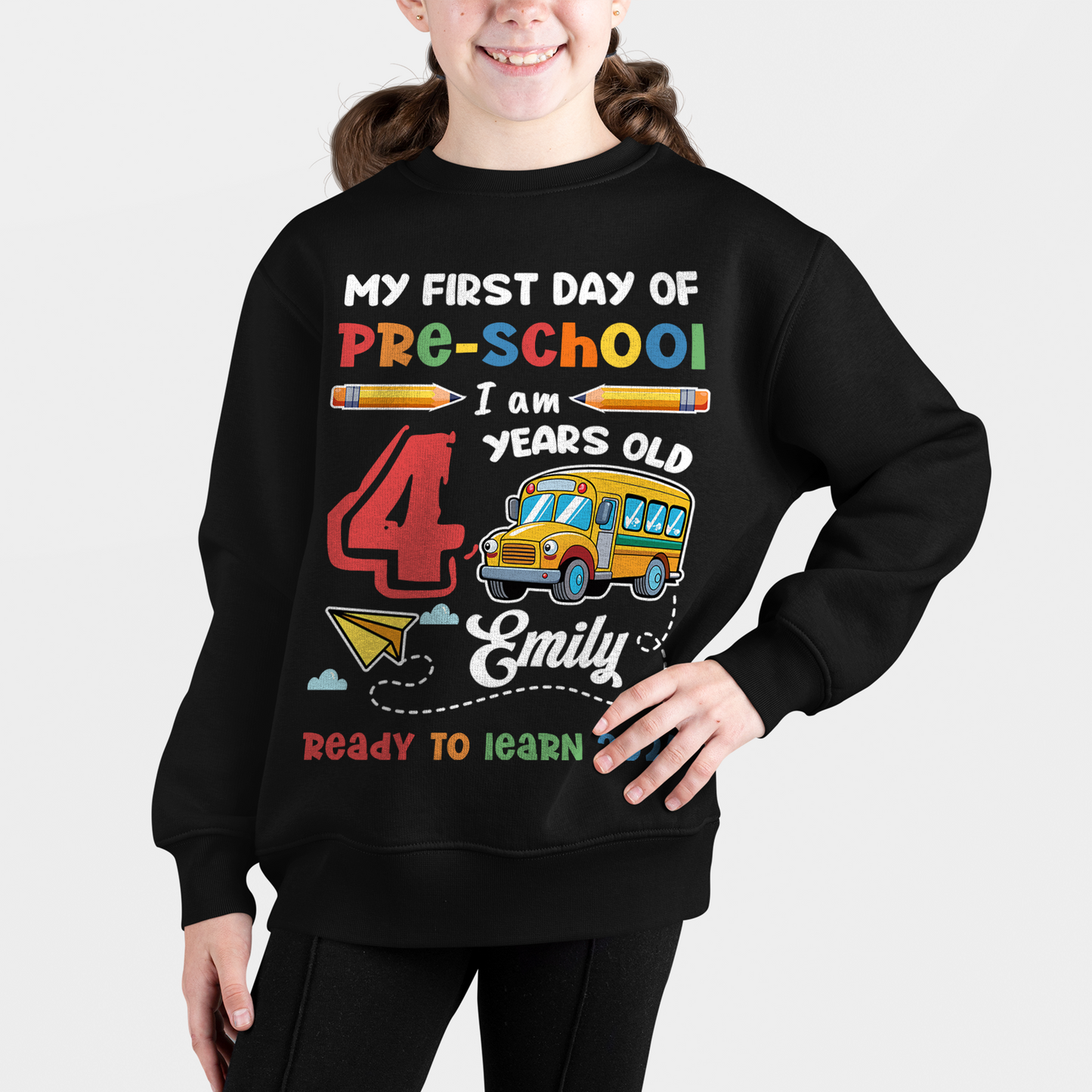 My First Day Of New Level Ready To Learn Shirt, Custom Kids Name Shirt, Back To School Season, Cute School Bus Shirt