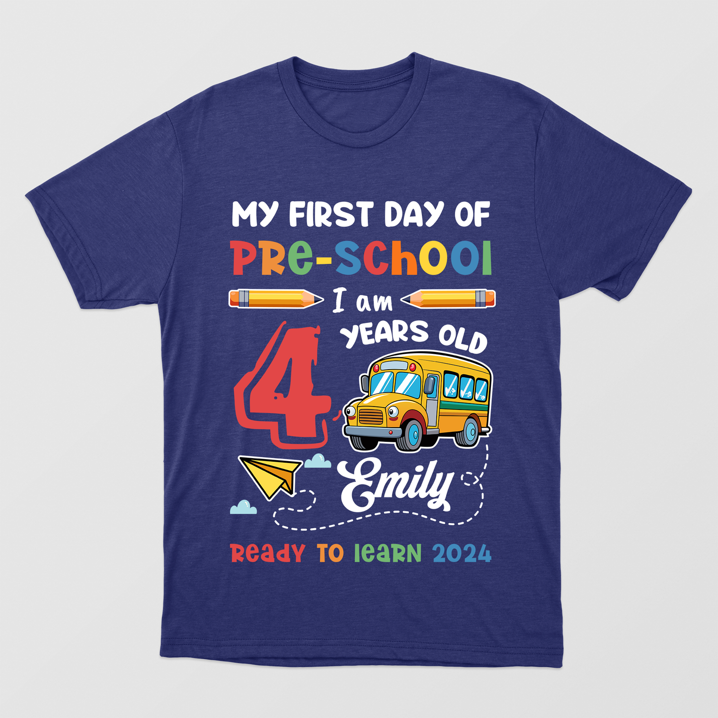 My First Day Of New Level Ready To Learn Shirt, Custom Kids Name Shirt, Back To School Season, Cute School Bus Shirt