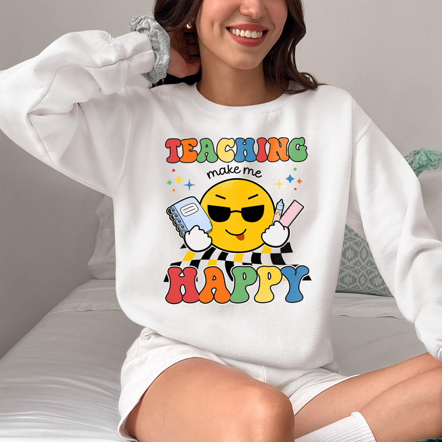 Teaching Makes me Happy Shirt, Smiley Face Shirt, School Teacher Shirt, Back to School Shirt