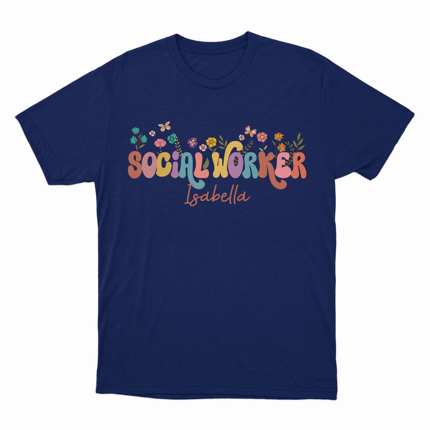 Social Worker Shirt For Women, Custom name flower shirt, Retro Social Worker Tshirt, Gift For Social Worker, School Social Worker Shirt