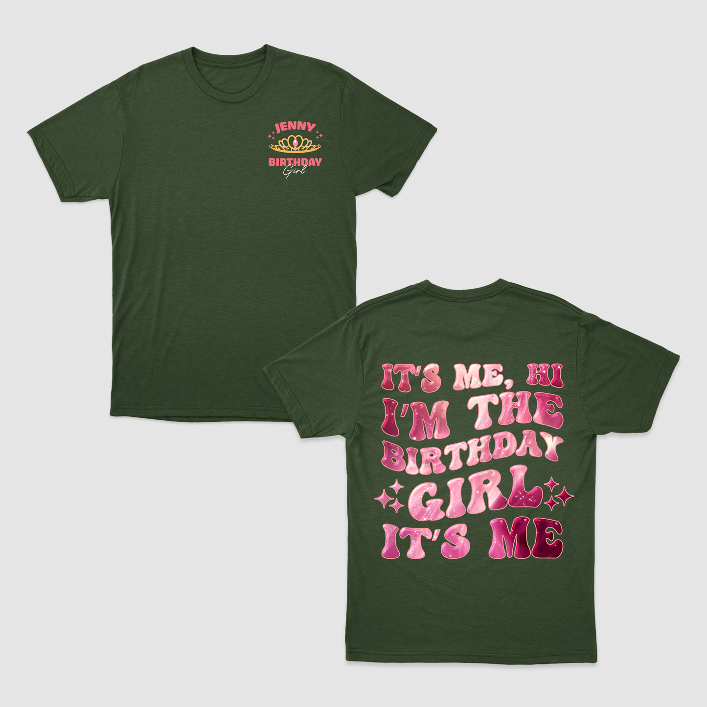 Personalized It's me Hi I'm the Birthday Girl It's Me Shirt, Custom Birthday Name Age T-Shirt, Crown Birthday Shirt