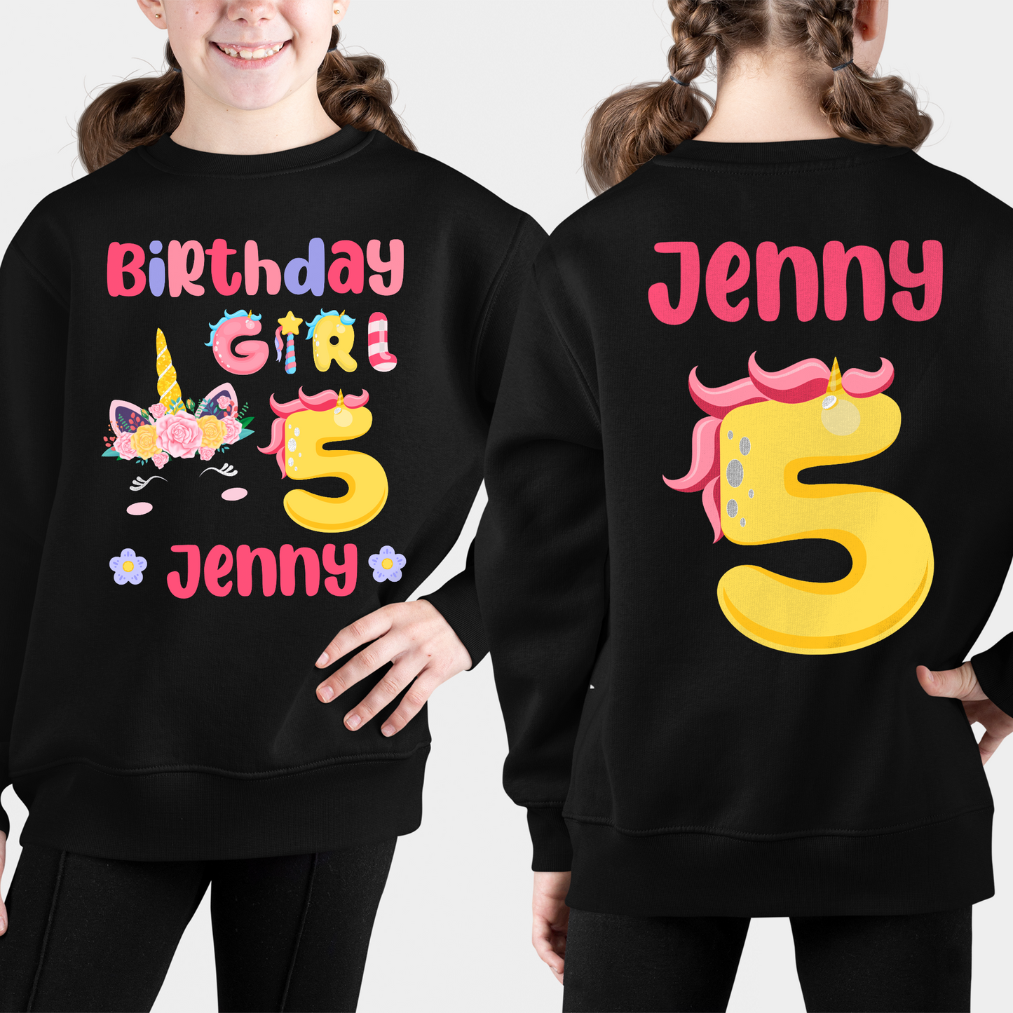 Funny Cute Birthday Unicorn Girl Shirt, Custom Birthday Gift For Girls, Birthday Party Shirt, Kids Shirt