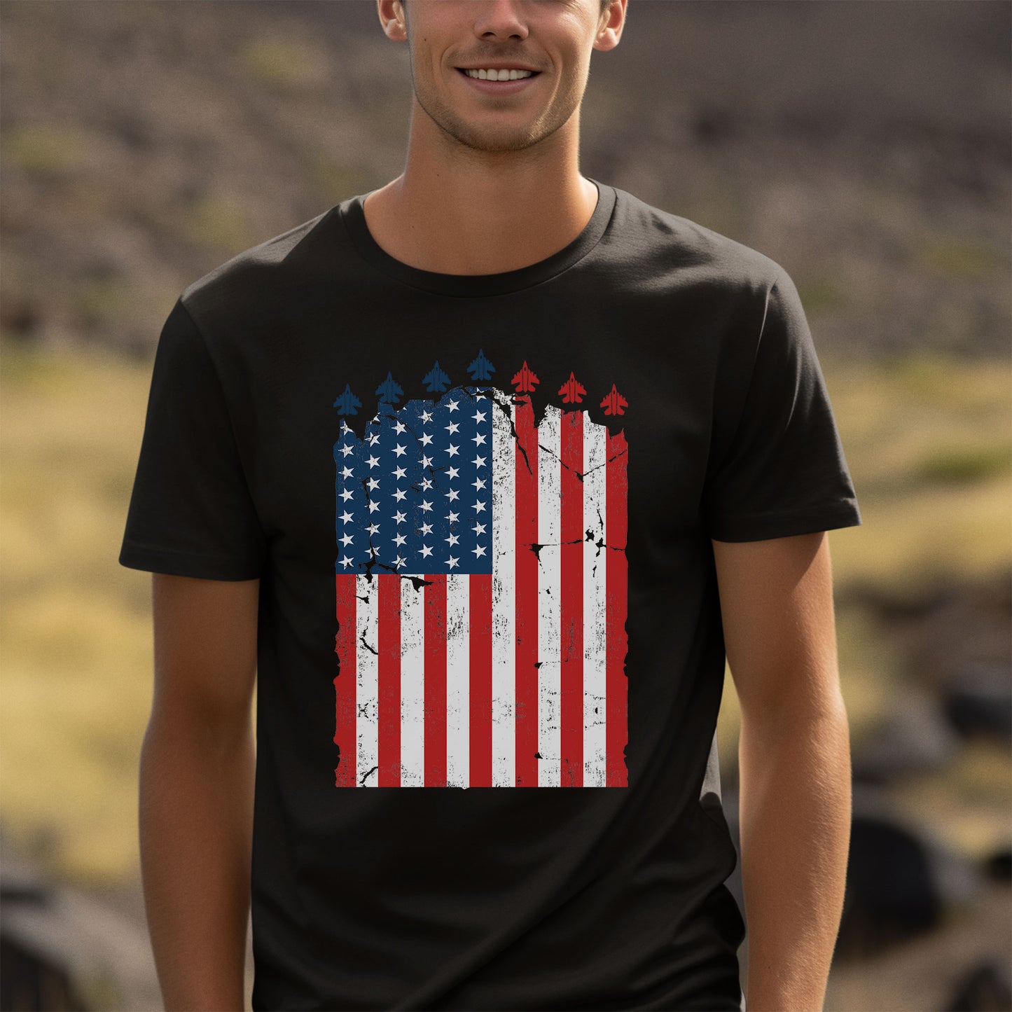 Red White Blue Air Force Flyover Men's T-shirt, Air Force Shirt, 4th of July shirt, Shirt for DAD,July 4th Independence Day shirt