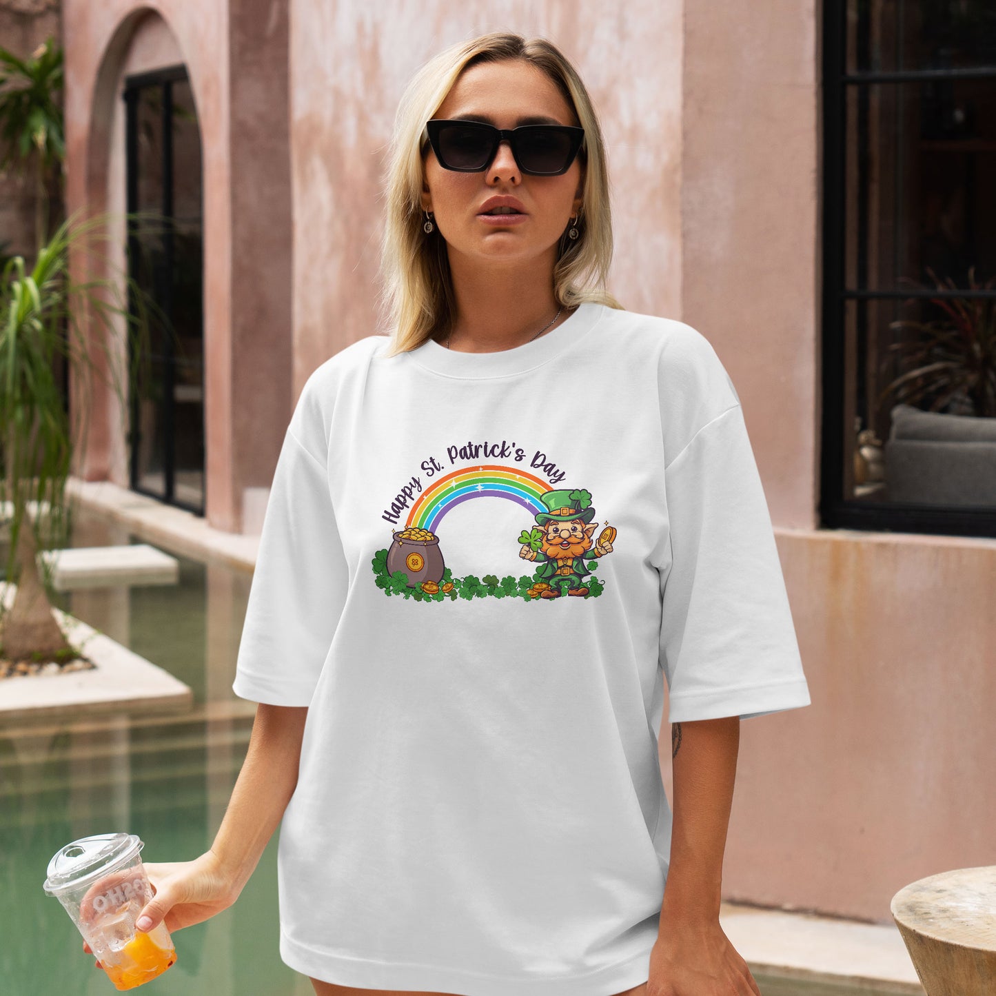 Retro Boho Rainbow Shirt, Leprachaun And Gold Shirt, St Patrick's Day Retro Shirt, Retro Rainbow Shirt, Cute Leprachaun Holds Gold Shirt, Leprechaun For Kids Shirt, Irish Shamrock Leprechaun Shirt